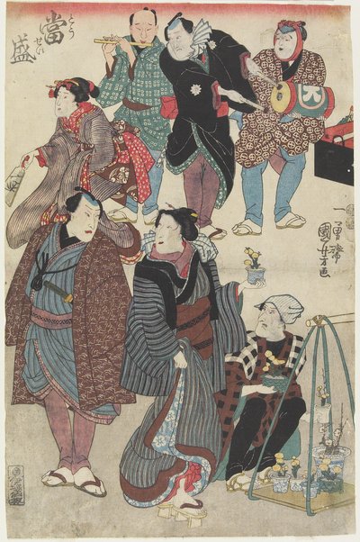 Modische Menge am Neujahrstag, 1847-1852 von Utagawa Kuniyoshi